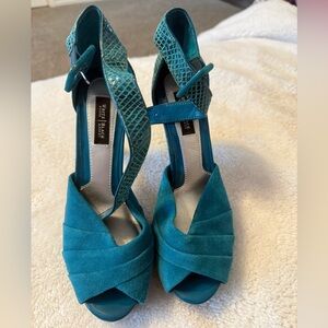 White House Black Market Turquoise Peep-Toe Heels